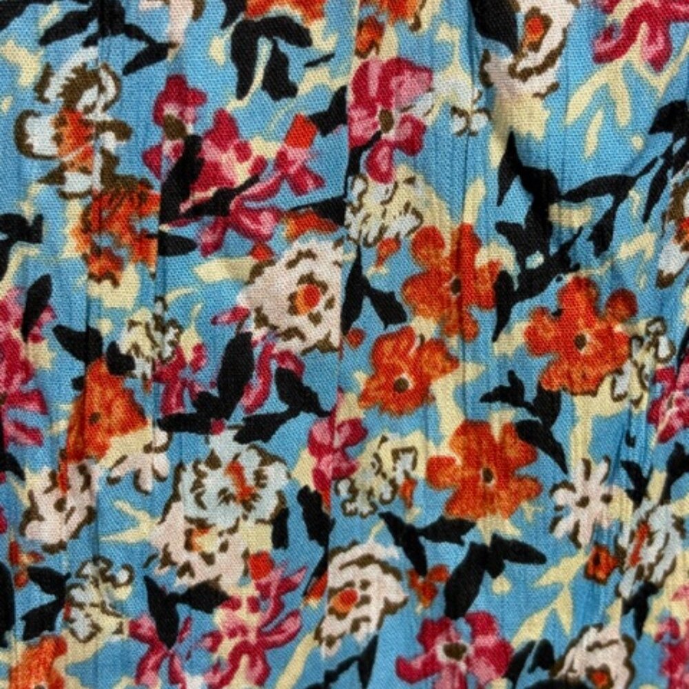 Black Tape Dress 2X Floral Smocked Bodice Sleeveless Maxi Boho Summer Vibrant - Picture 3 of 8